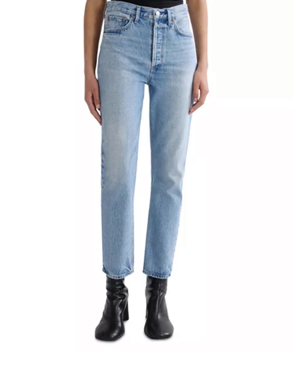 AGOLDE Riley High Rise Straight Crop Jeans in Steam